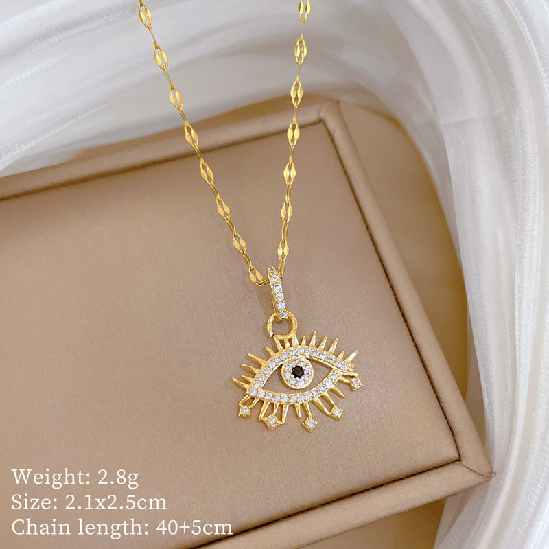 Sweet Minimalist Animal Shape Micro-Inlaid Cubic Zirconia Brass Pendant Titanium Steel Necklace for Unisex