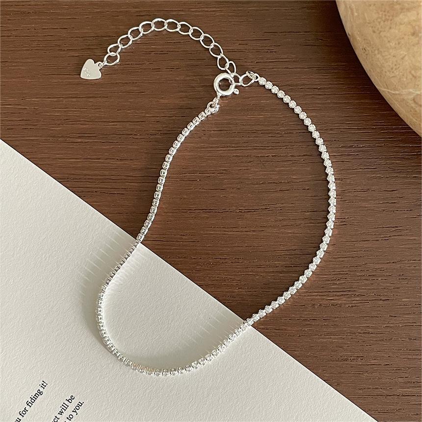 Tobillera Minimalista con Forma de Estrella de Plata Esterlina S925, Incrustaciones de Diamantes de Imitación, Acabado Galvanizado