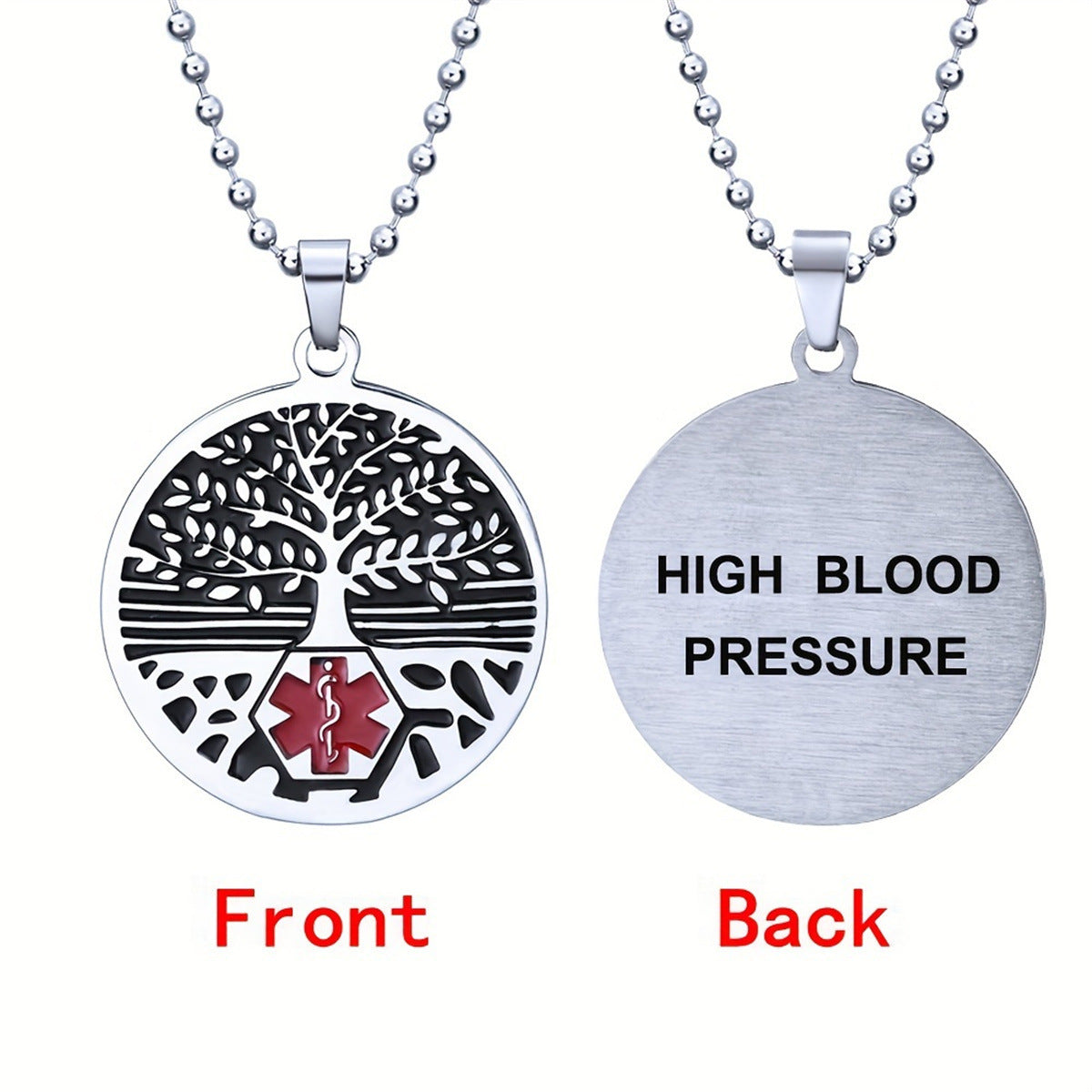 Elegant Geometric Tree of Life Pendant Necklace in Stainless Steel with Polished Titanium Steel Charm and Daisy Floral Accents for Women