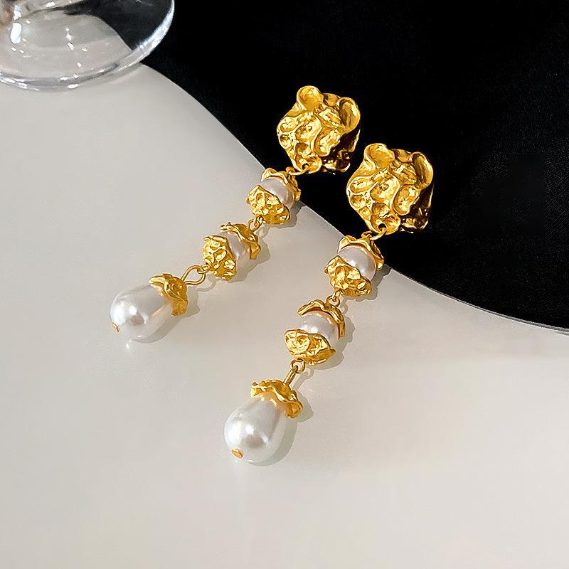 Orecchini a perno da donna vintage geometrici in lega con intarsi di strass, eleganti, artistici e retrò