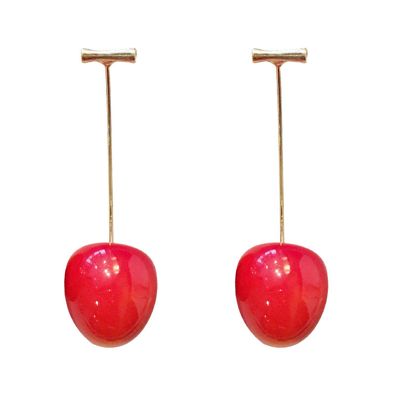 Orecchini a forma di ciliegia per donna con design a frutta, stile fresco e dolce, orecchini pendenti leggeri