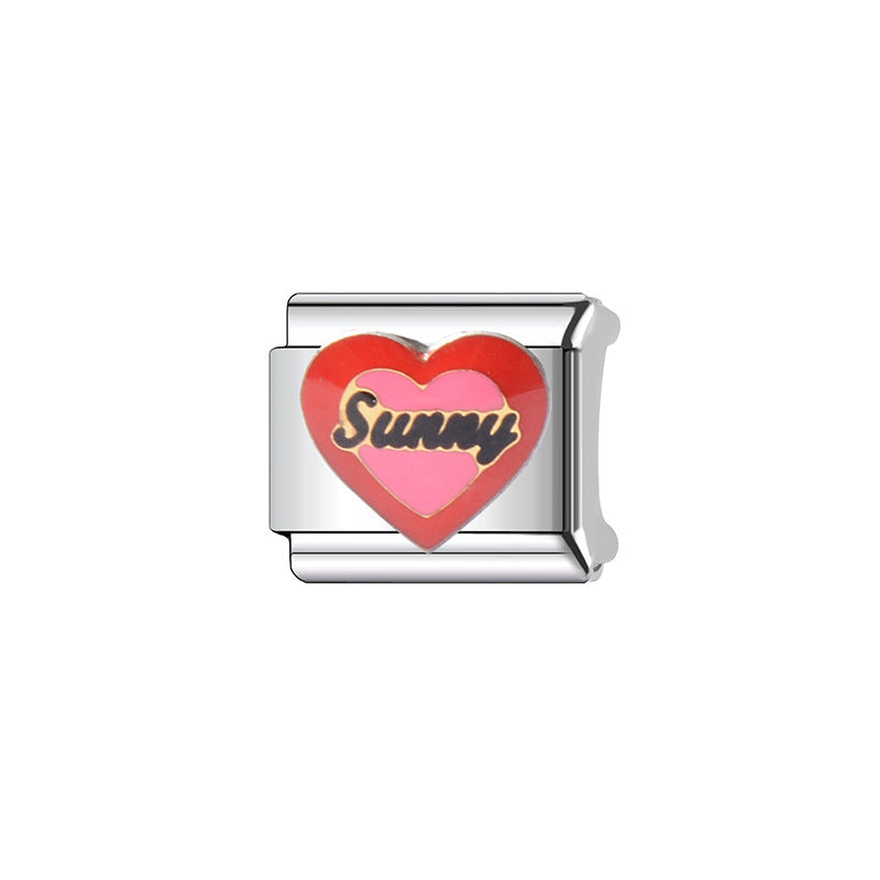 Vintage Sweet Heart Shaped Stainless Steel Plated DIY Charm Bar