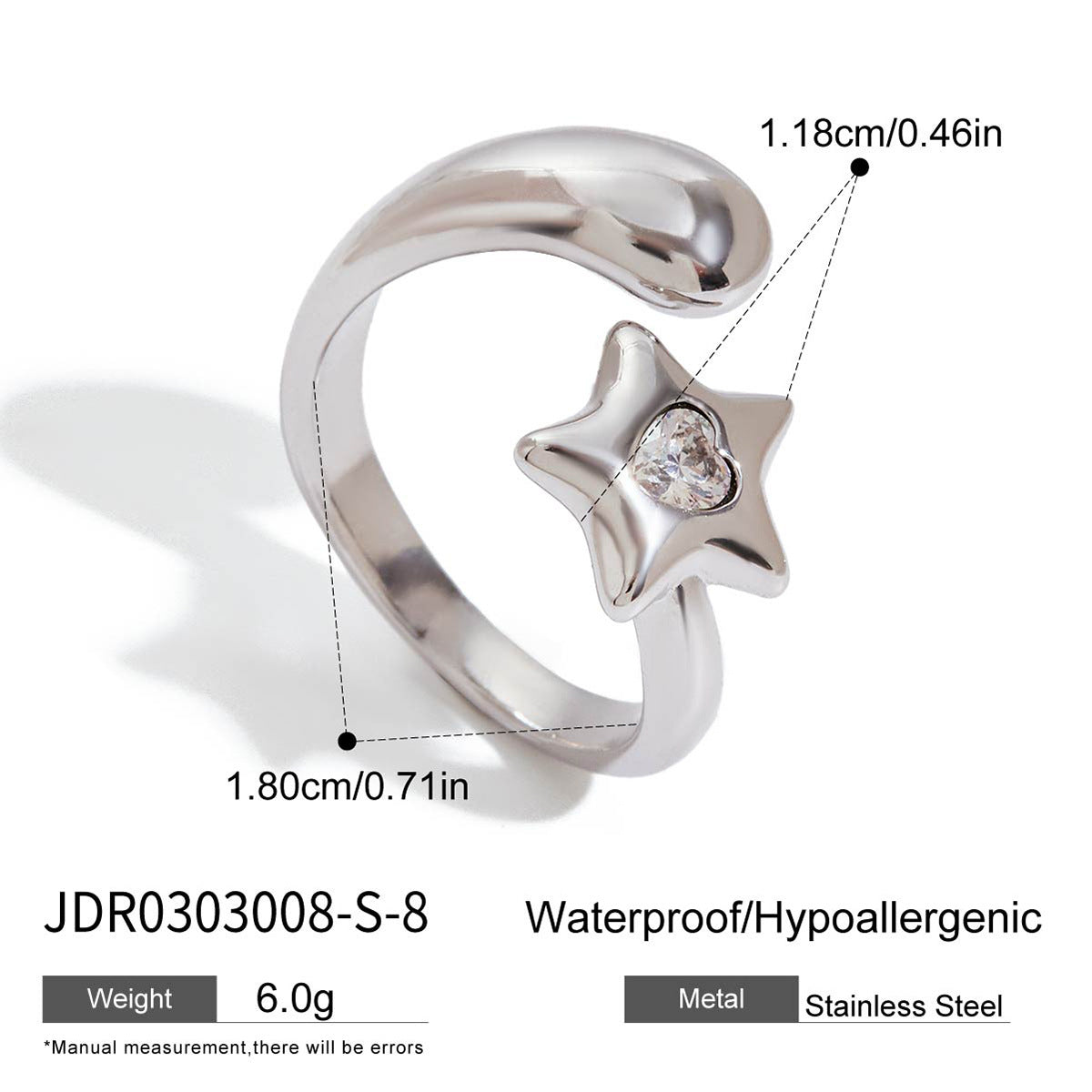 Minimalist Star Stainless Steel Plated Ring for Women