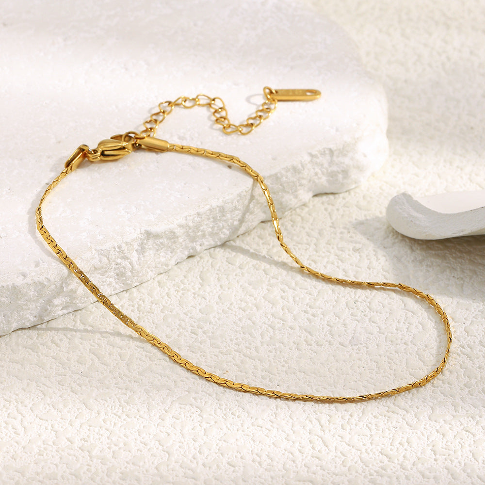 Minimalist Geometric Stainless Steel Plated 18K Gold Hip-Hop Anklet for Women
