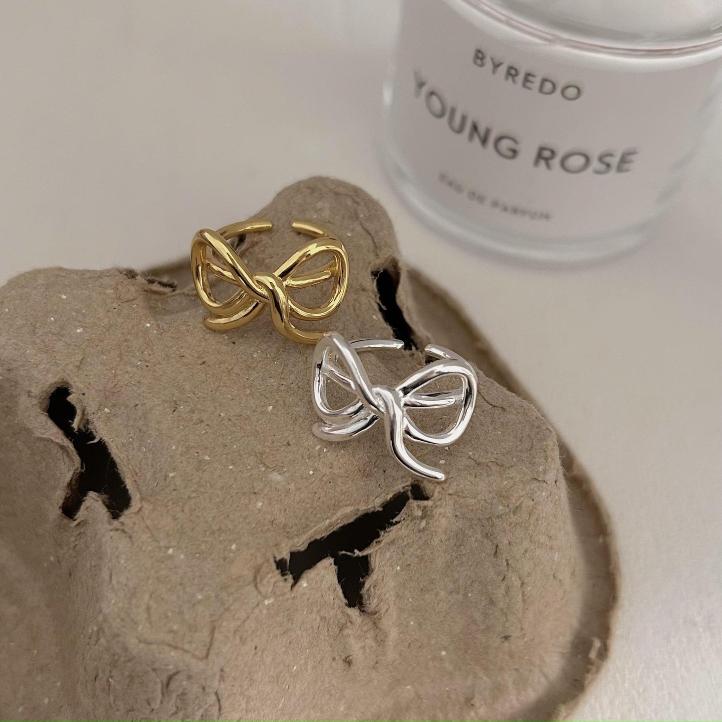 Sweet Minimalist 925 Sterling Silver Plated Heart Geometric Ring for Women