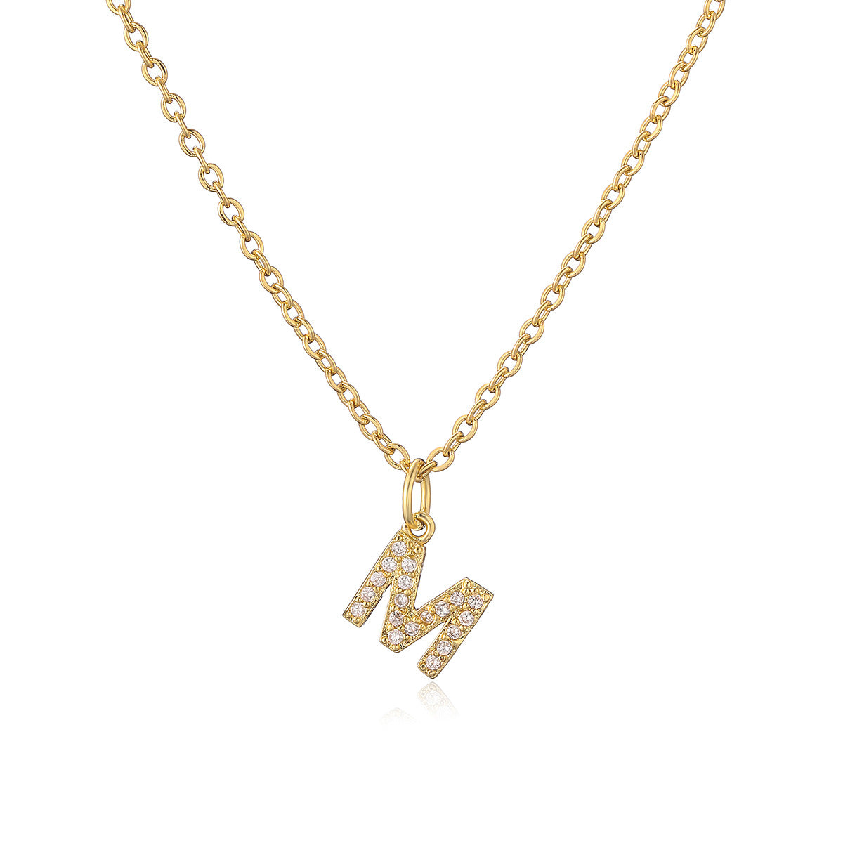 Bar Minimalista con Lettera in Ottone Placcato Oro 18K con Zirconi Incastonati