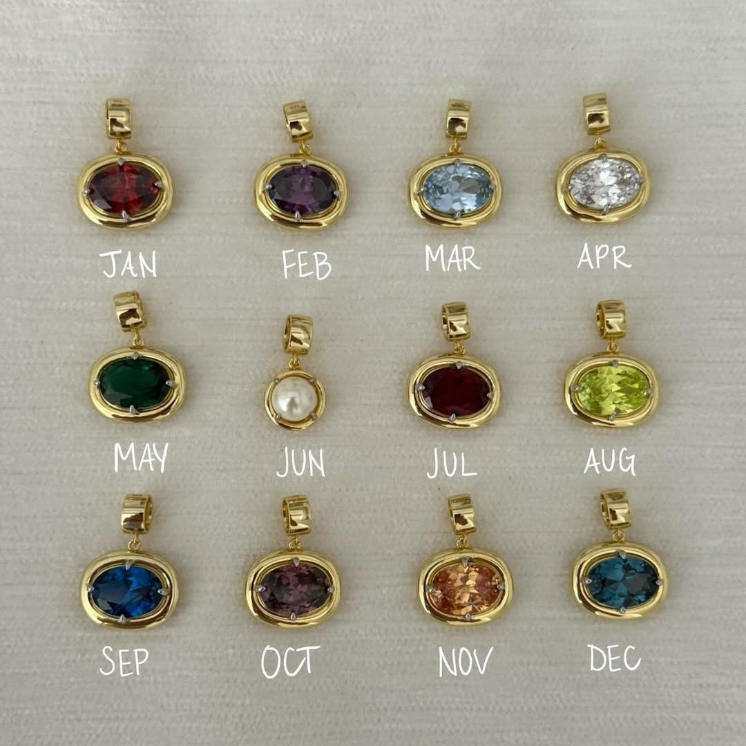 Vintage Stainless Steel PVD Gold Plated December Birthstone Pendant Charm Bar