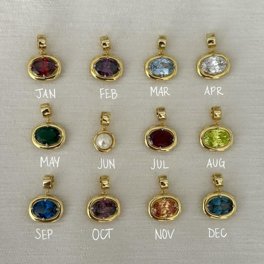 Colgante de barra con dije de piedra natal de diciembre chapado en oro PVD de acero inoxidable vintage