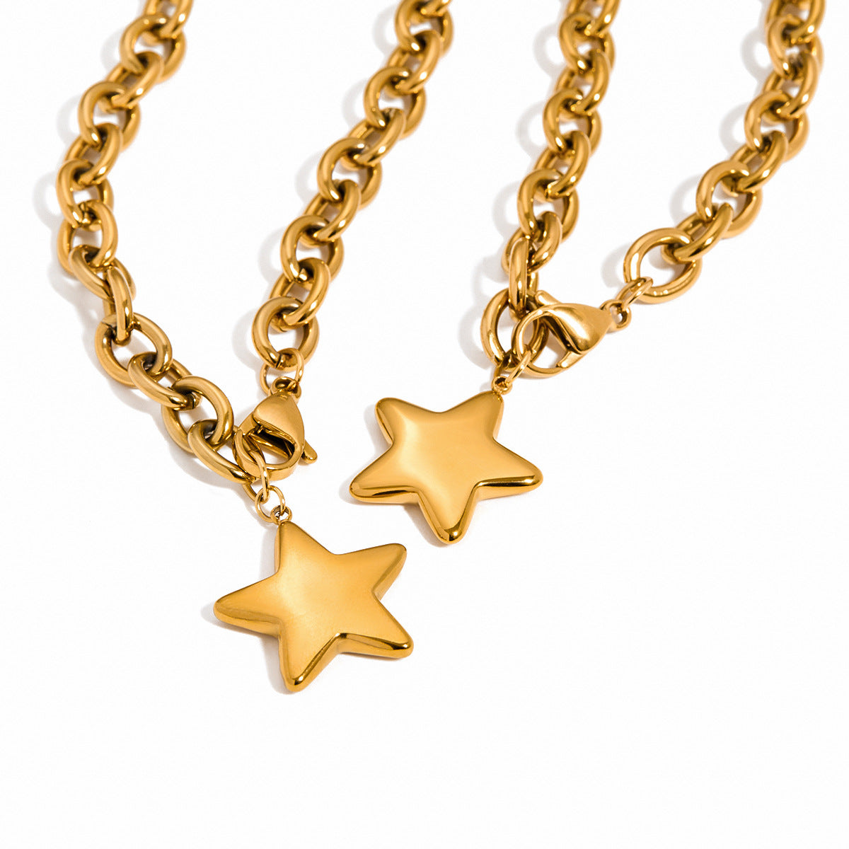 Star Geometric Plated Stainless Steel Necklace with Titanium Steel Pendant for Women