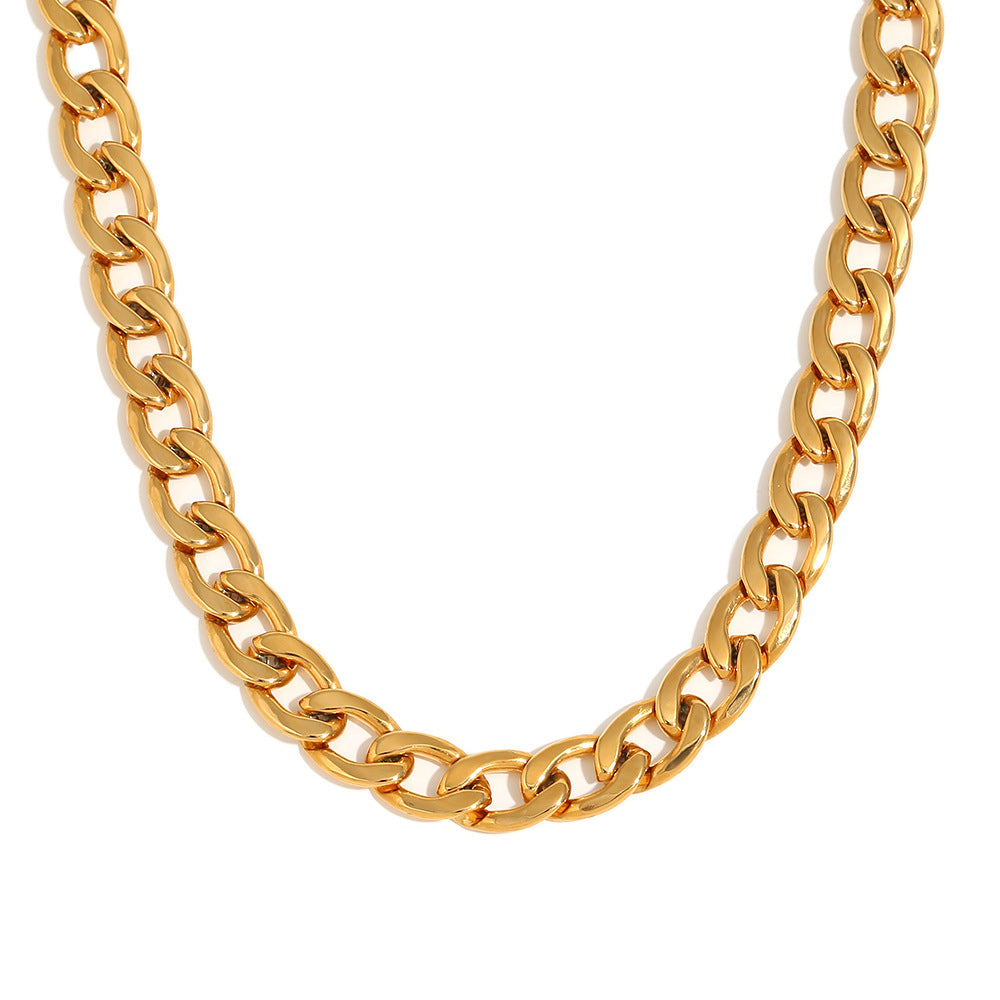 Collana Minimalista Geometrica a Maglie Cubane da Donna in Acciaio Inossidabile con Placcatura in Oro 18K