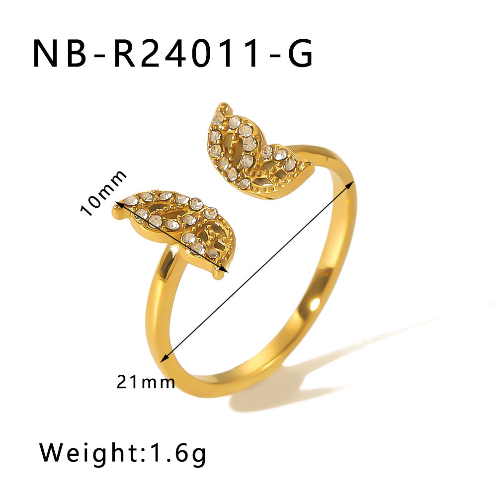 Set di anelli minimalisti a doppio strato in acciaio inossidabile con zirconi micro-incastonati e perle, gioielli unisex placcati oro 18 carati