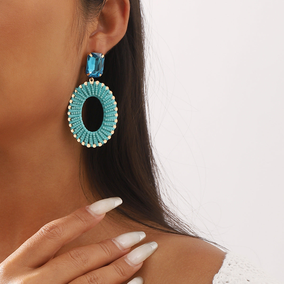 Pendientes Geométricos Minimalistas con Cuentas para Mujer Base de Hierro Hecha a Mano con Cuentas Miyuki de Colores Joyería Casual de Verano para Vacaciones