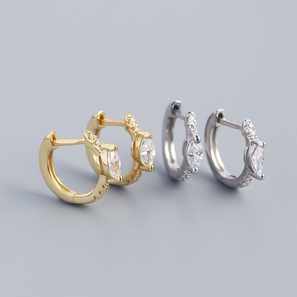 Pendientes de tuerca minimalistas geométricos de plata de ley S925 con incrustaciones de circonita cúbica redonda y ovalada