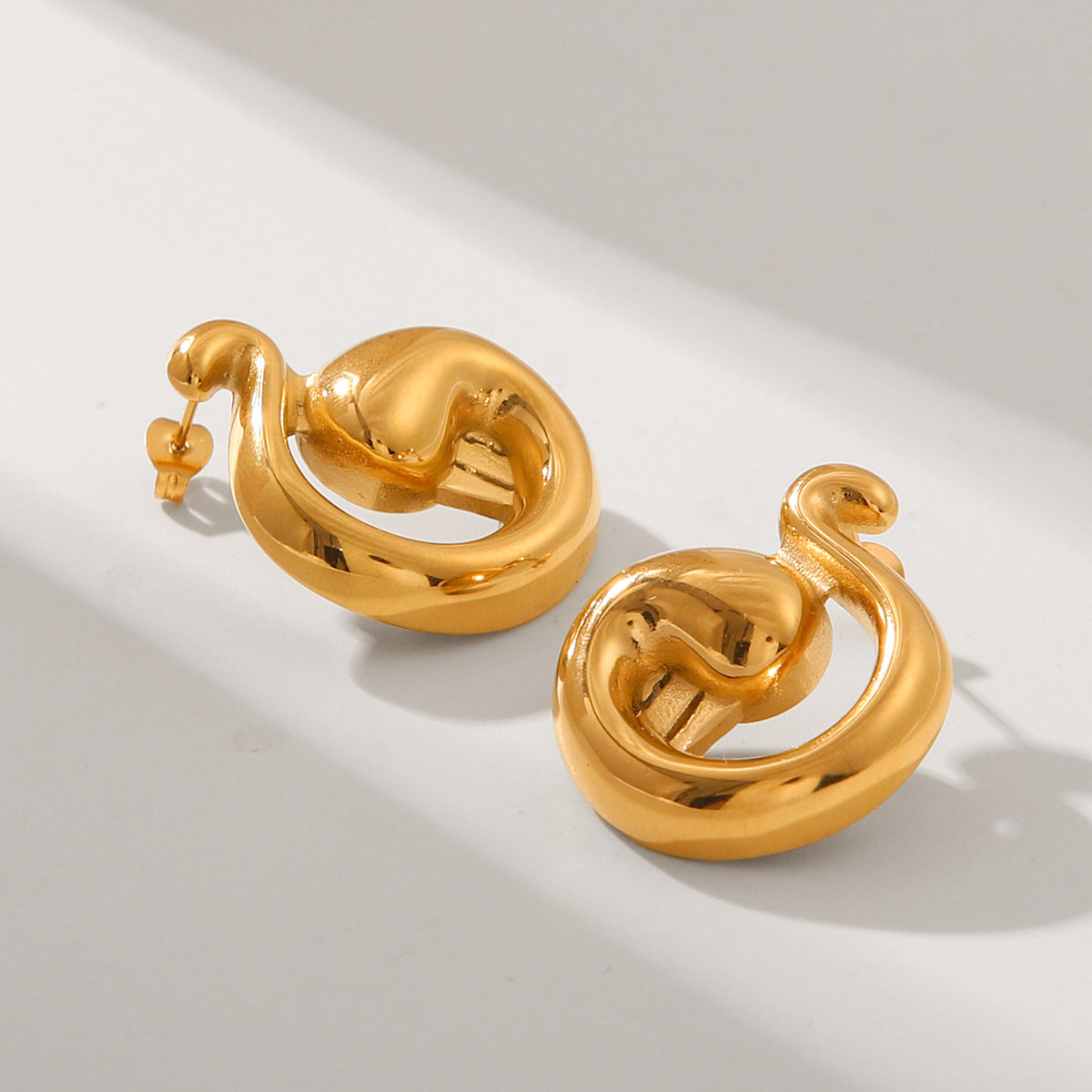Geometric Note Stainless Steel Earrings for Women with Plated Finish