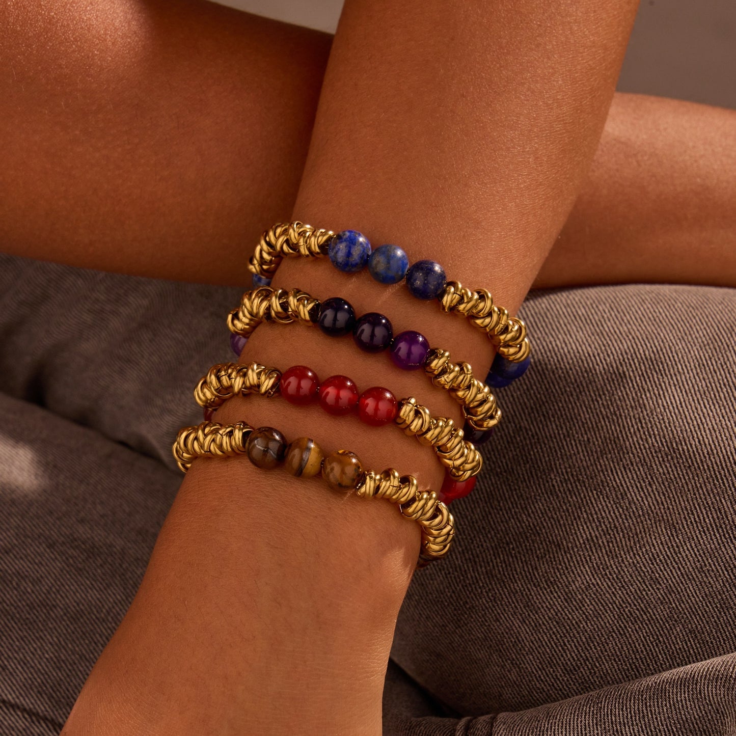 Vintage-Inspired Geometric Stainless Steel Bracelet with 18K Gold Plating for Women
