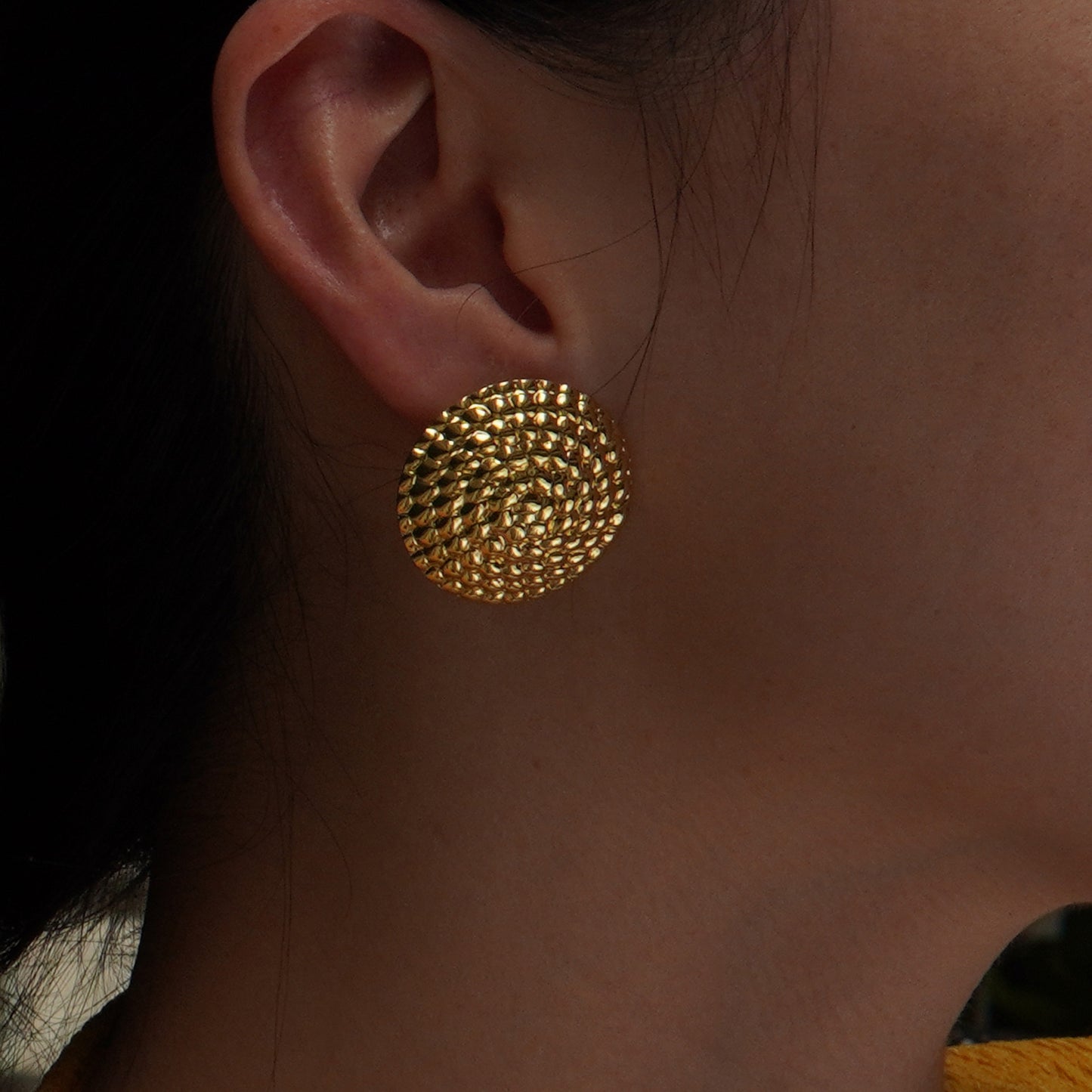 Unique Round Geometric Titanium Steel Plated Earrings for Women