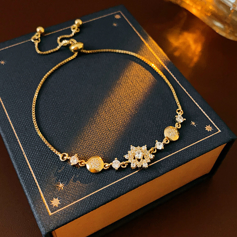 Luxury Elegant Geometric Alloy Plated Bracelet with Cubic Zirconia for Women
