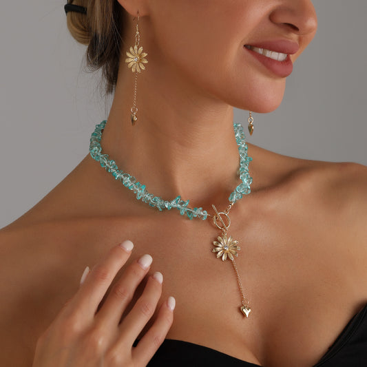 Collana pendente a cuore di margherita minimalista con nappe in lega con finitura galvanica da donna