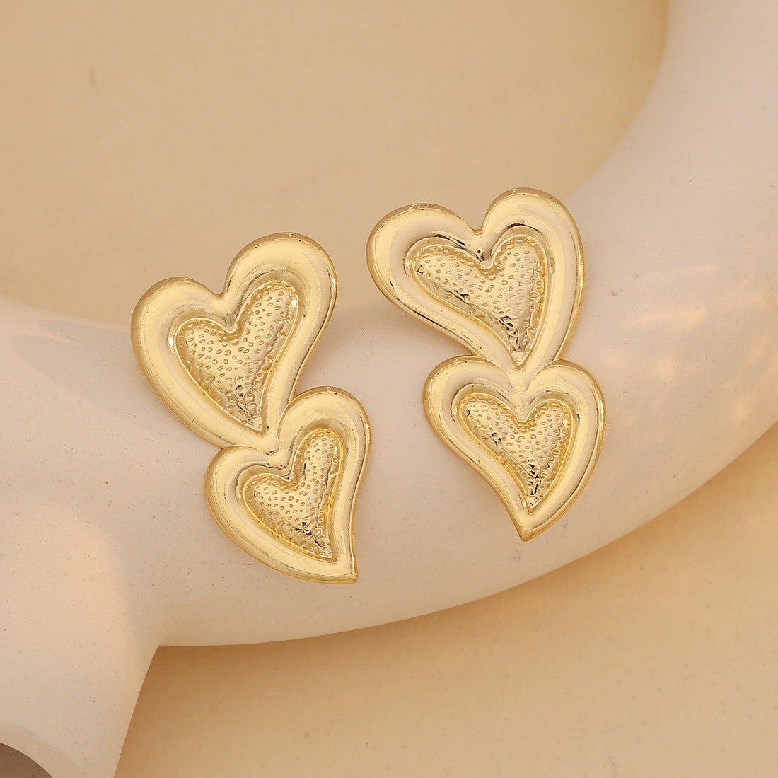 Personality Heart Flower Stainless Steel Plated Stud Earrings