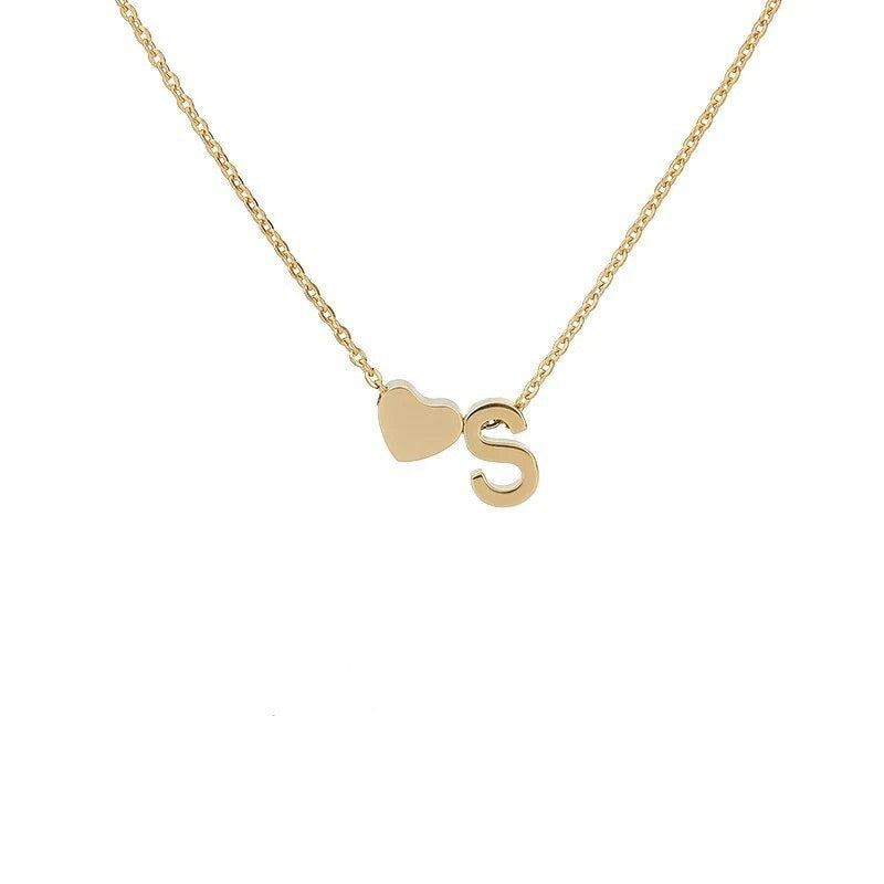 Collana Minimalista con Ciondolo a Cuore in Acciaio Inossidabile, Charms in Acciaio al Titanio e Finitura Placcata per Uomo e Donna