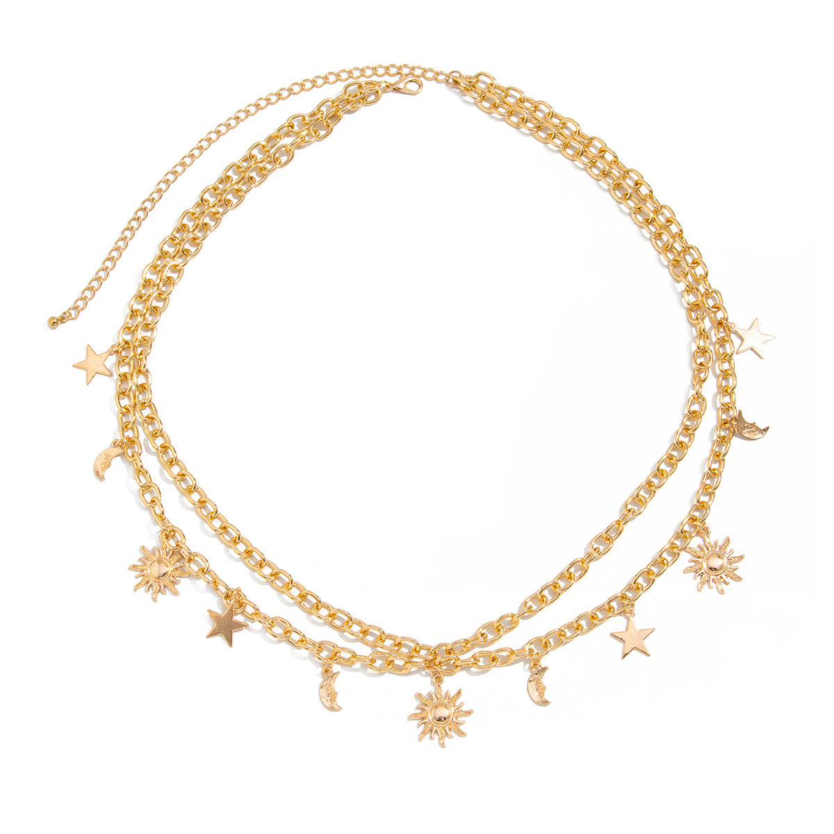 Minimalist Polished Iron Star Pendant Double Layer Body Chain for Women