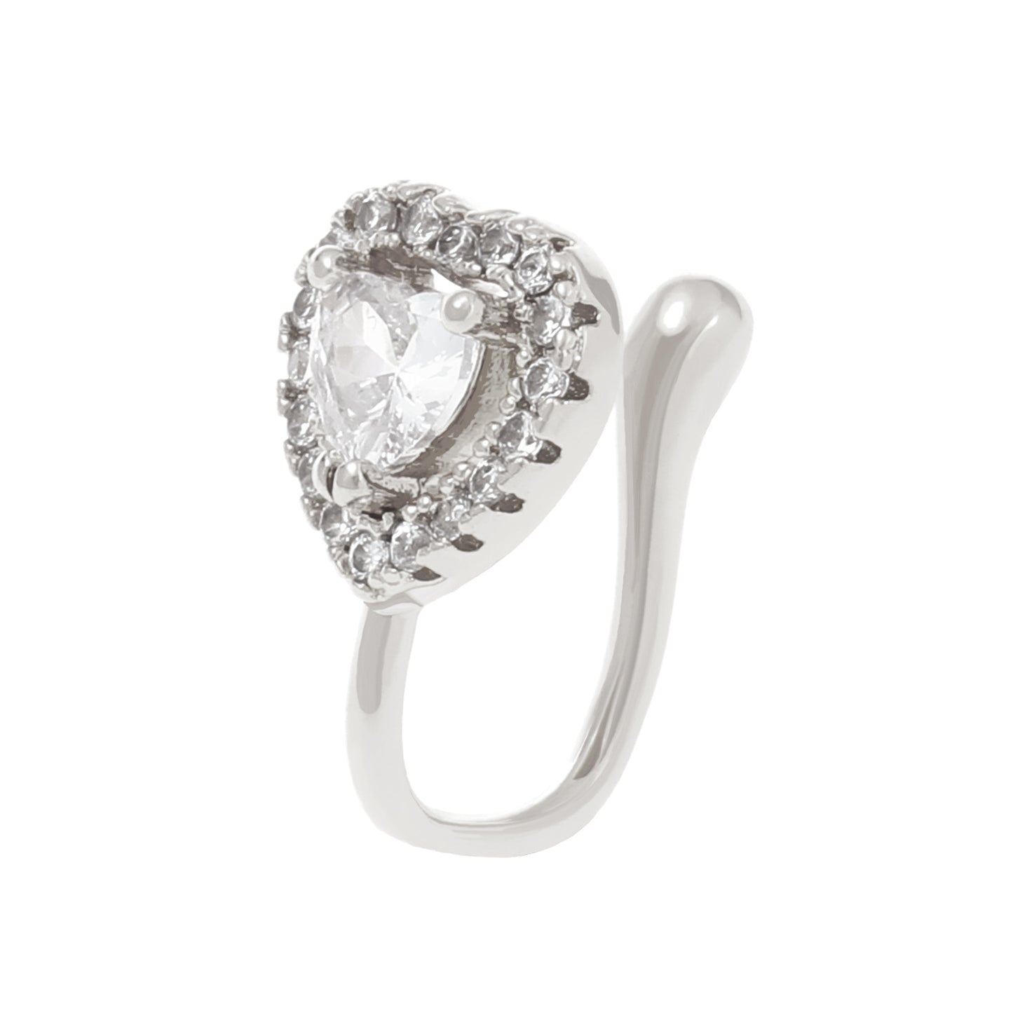 Clip per il naso a forma di U con stella e cuore placcata in rame vintage con zirconia cubica