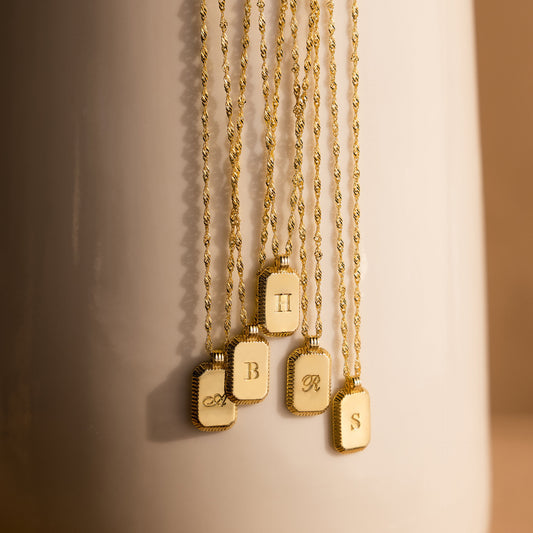 Sweet Gold Plated Brass Letter Geometric Titanium Steel Pendant Necklace for Women
