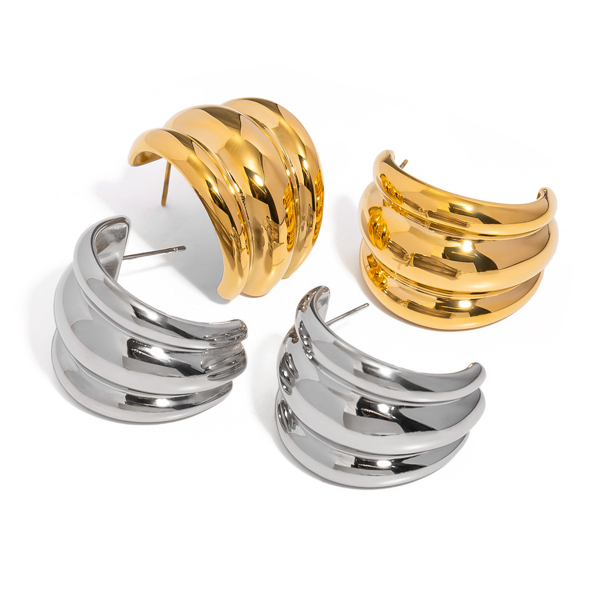 Elegant Geometric Plated Stainless Steel Earrings for Women