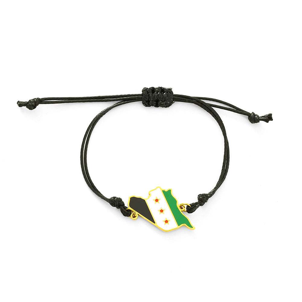 Bracciale pendente vintage in acciaio inossidabile smaltato da uomo e da donna con cordino in pelle