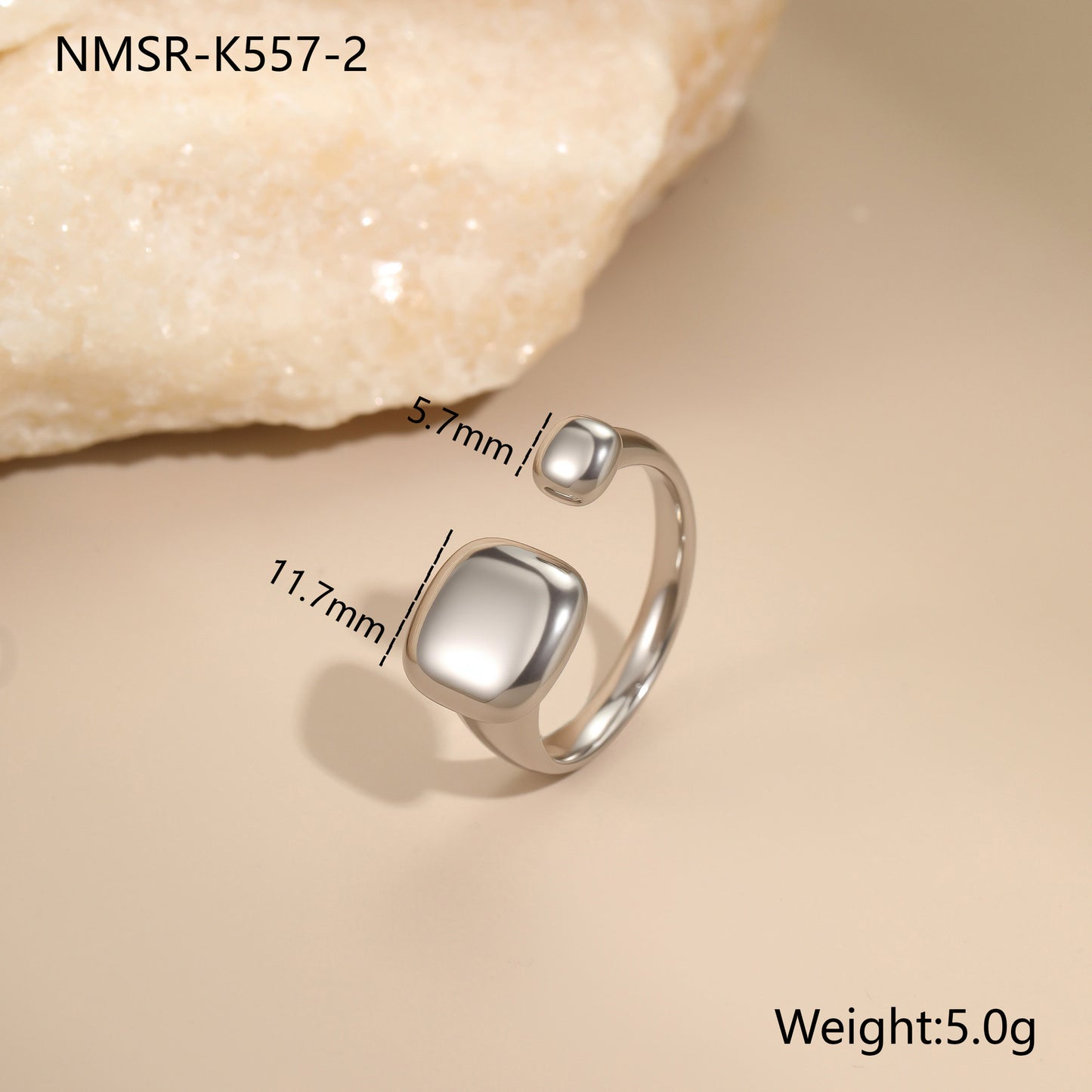 Minimalist Stainless Steel Star-Shaped Geometric Open Ring with 18K Gold Plating for Women