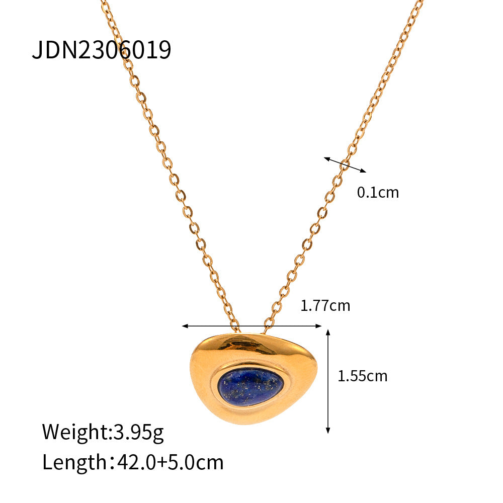Collana Minimalista Geometrica da Donna in Acciaio al Titanio con Intarsio di Lapislazzuli
