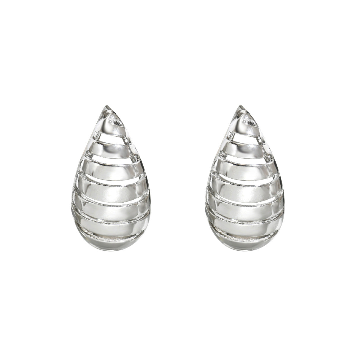 Pendientes geométricos de lágrima para mujer, de aleación de zinc galvanizada, estilo aro con diseño hueco y estética minimalista elevada