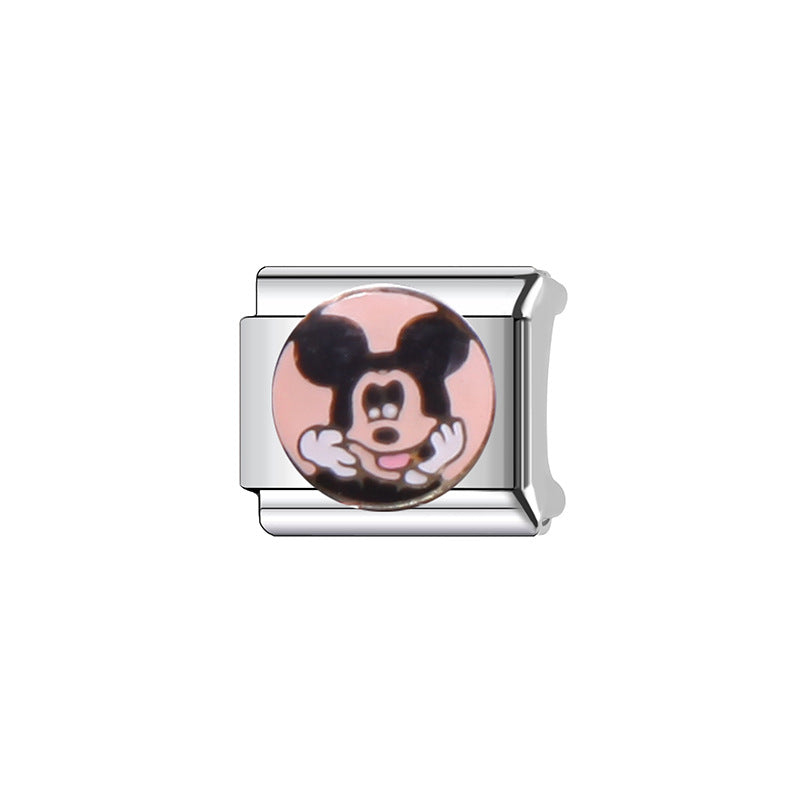Sweet Cartoon Character Stainless Steel Plated DIY Charm Bar Watch Strap