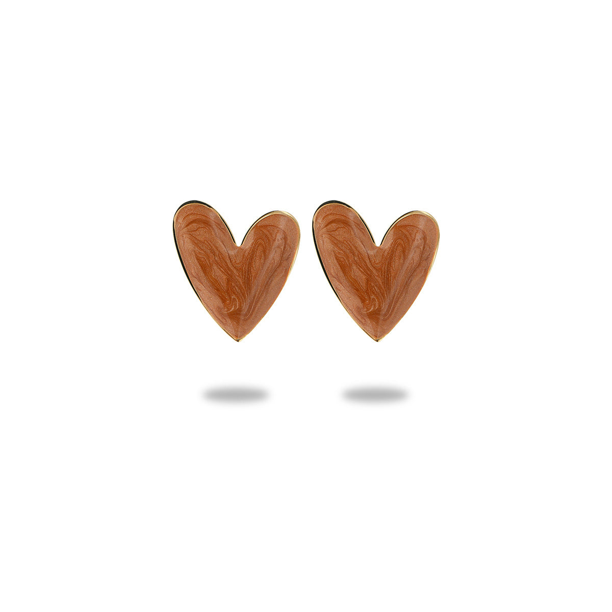 Pendientes de tuerca retro franceses con forma de corazón de acero de titanio con esmalte de colores, diseño minimalista chic, ligeros y lujosos para mujer