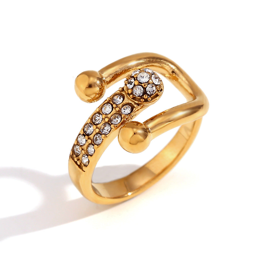 Minimalist Asymmetric Geometric Stainless Steel Ring with 18K Gold Plating for Women