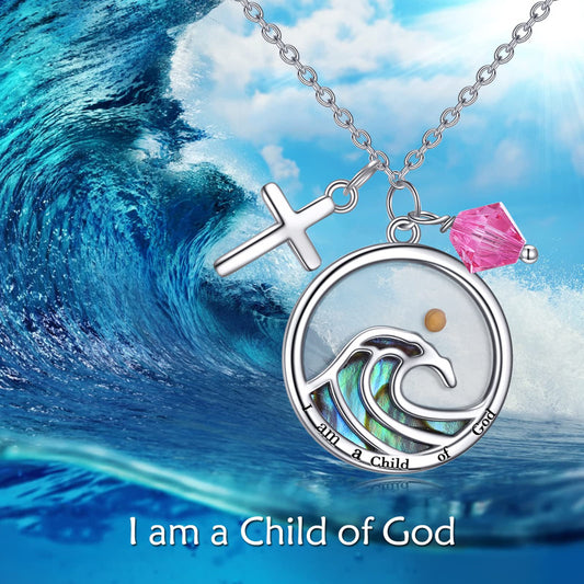 Minimalist Faith Cross Pendant Necklace in Stainless Steel with Wavy Circular Design and Electroplated Finish for Unisex Daily Wear