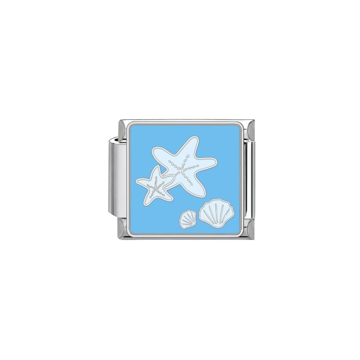 Vintage Plated Stainless Steel Modular DIY Charm Bar Bracelet with Teardrop Moon Elements Unisex