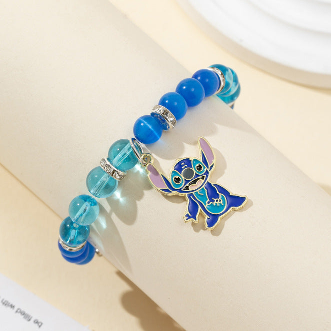 Bracciale per bambini fatto a mano con perline a forma di stella in resina, con design della Principessa Anna e accenti di cristallo