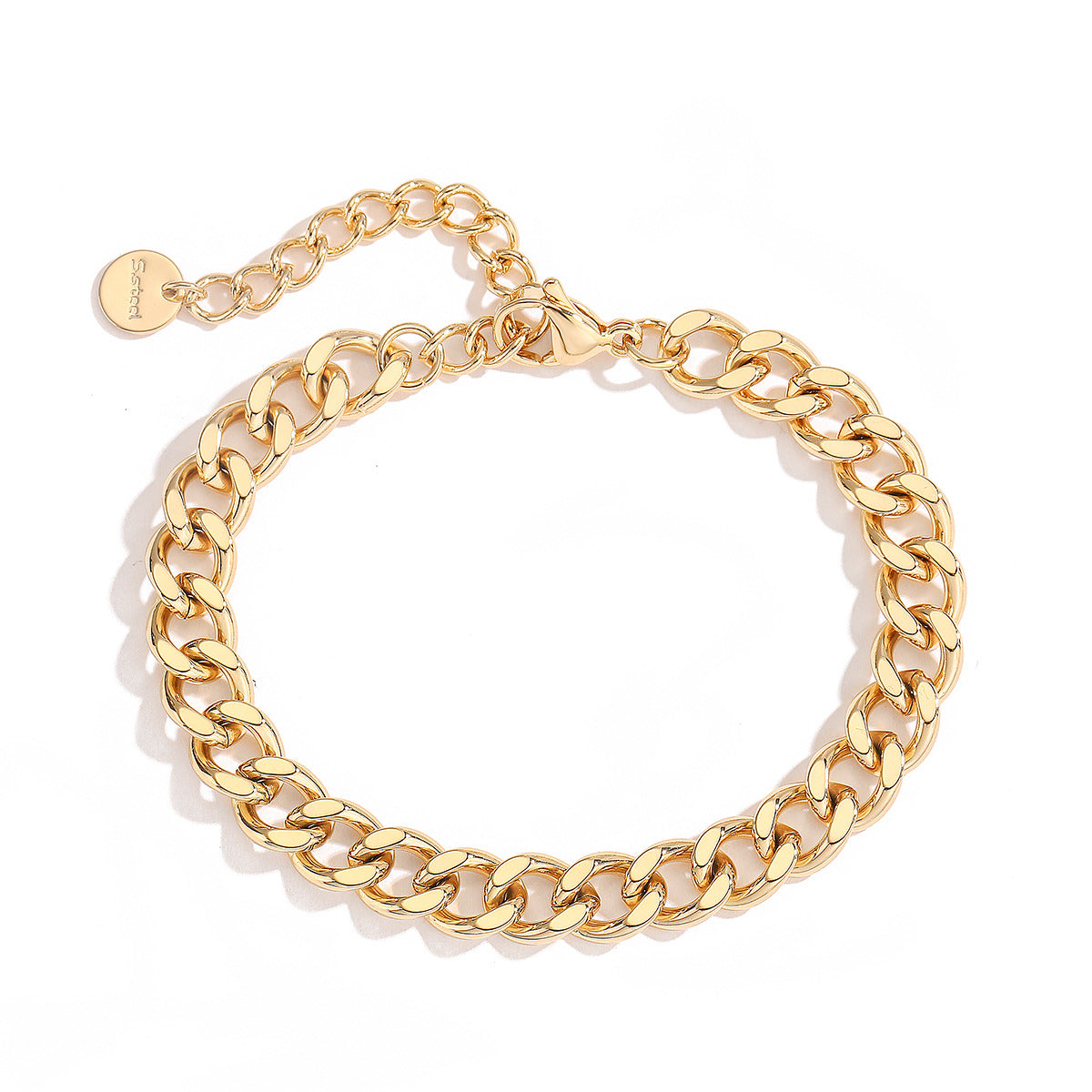 Bracciale da donna in acciaio inossidabile placcato oro 18 carati con micro-pavé geometrico e minimalista alla moda
