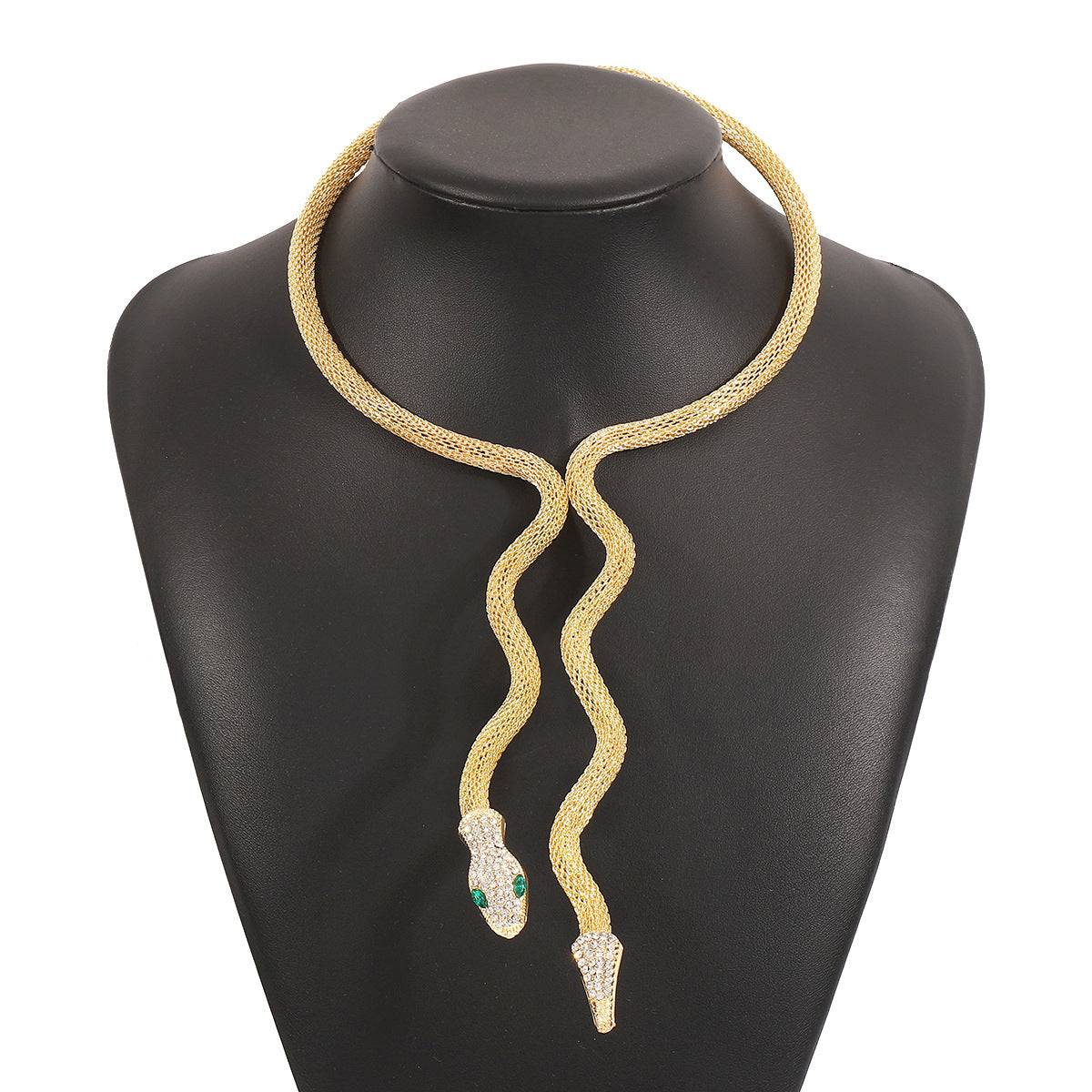 Dark Gothic Snake-Shaped Adjustable Coil Necklace in Iron with Electroplated Finish for Unisex Wear