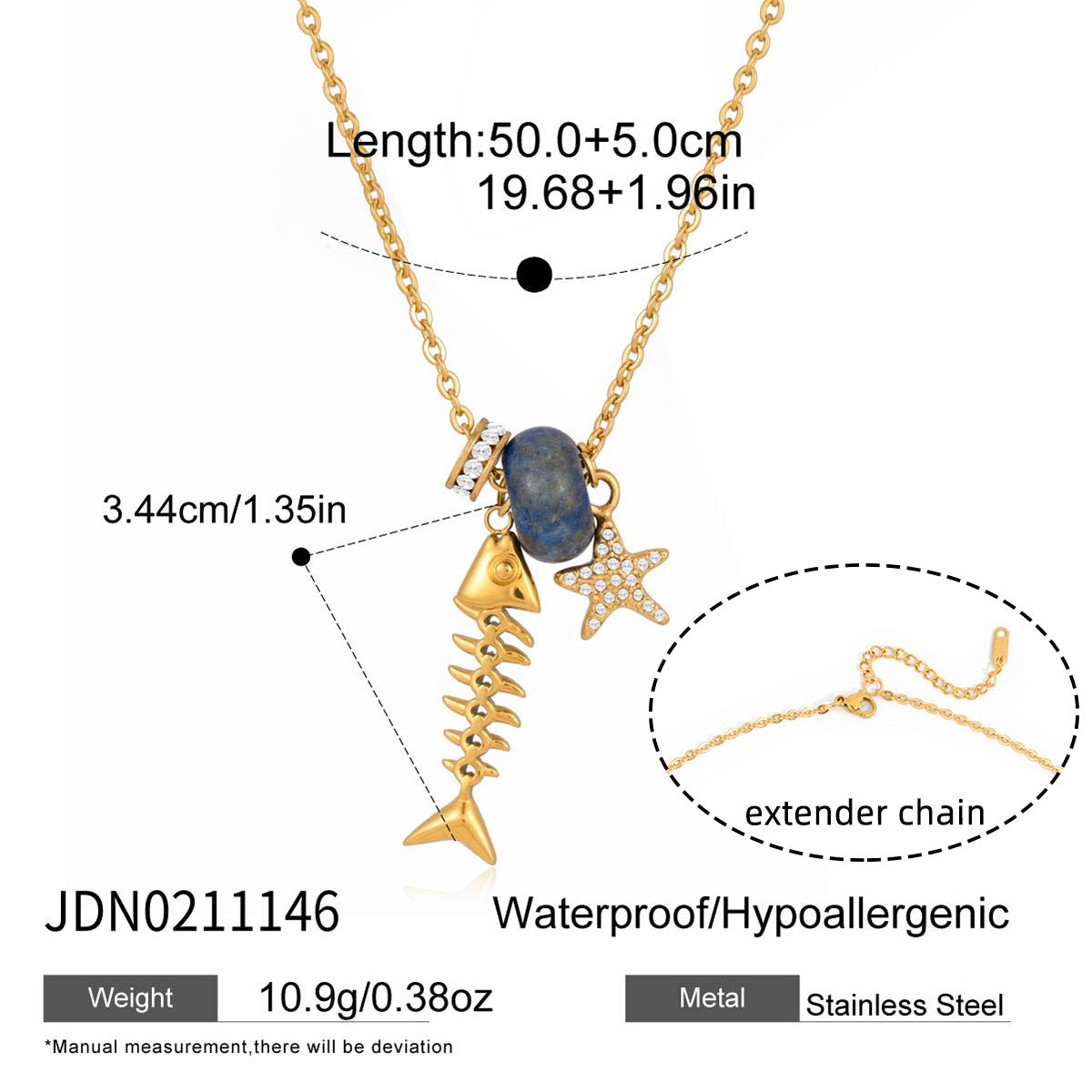 Fish Shape Titanium Steel Pendant Stainless Steel Plated Necklace and Earring Set for Women