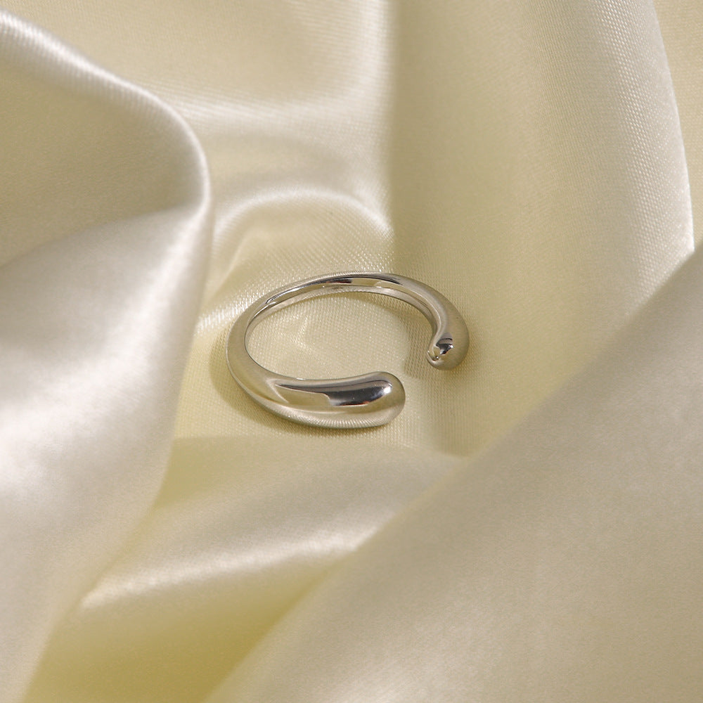 Minimalist Oval Titanium Steel Open Ring for Women with Irregular Shape and Plated Finish