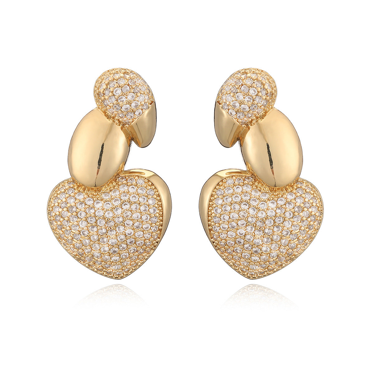 Minimalist Luxury 18K Gold Plated Brass Geometric Cubic Zirconia Irregular Stud Earrings for Women