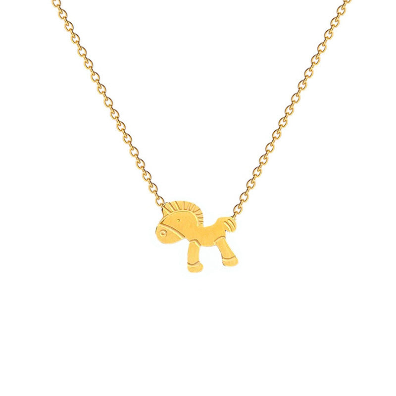 Collana a catena geometrica minimalista in acciaio al titanio, stile cartone animato