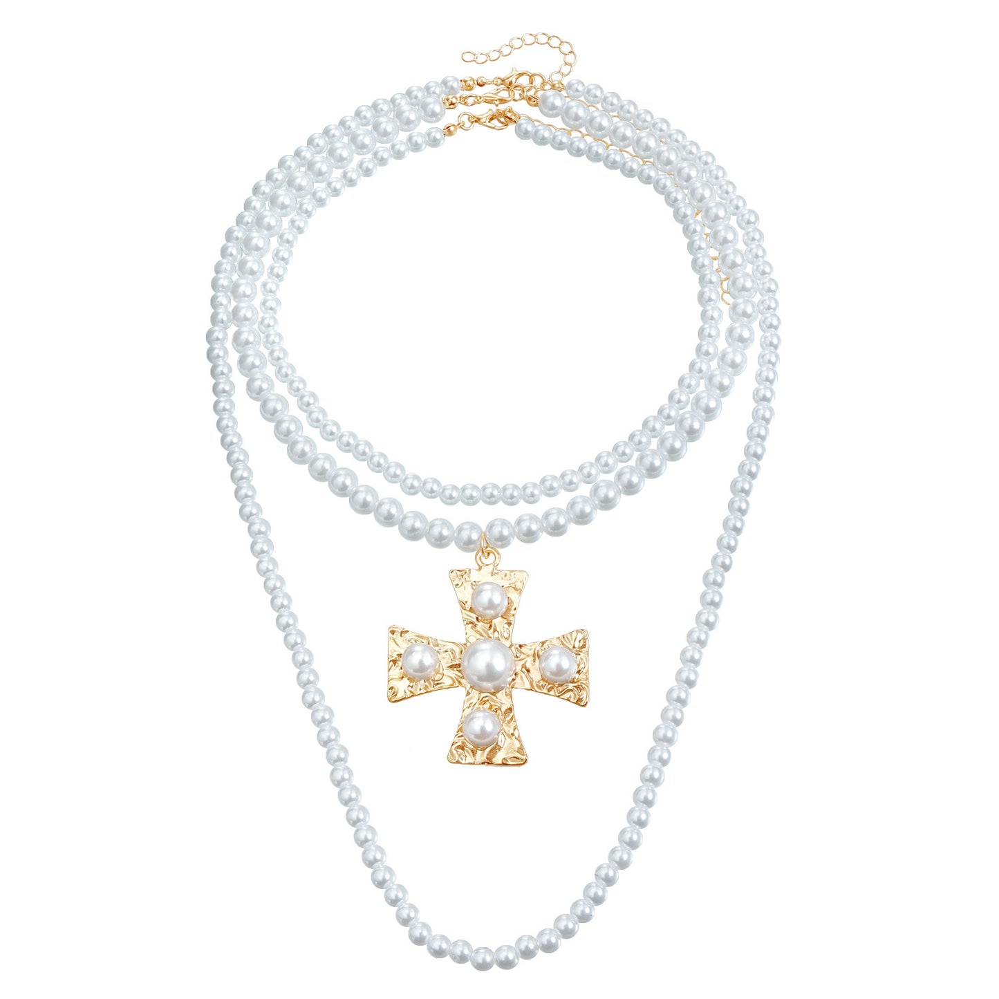 Retro Baroque Style Cross Pendant Necklace in Alloy with Plating Finish for Women