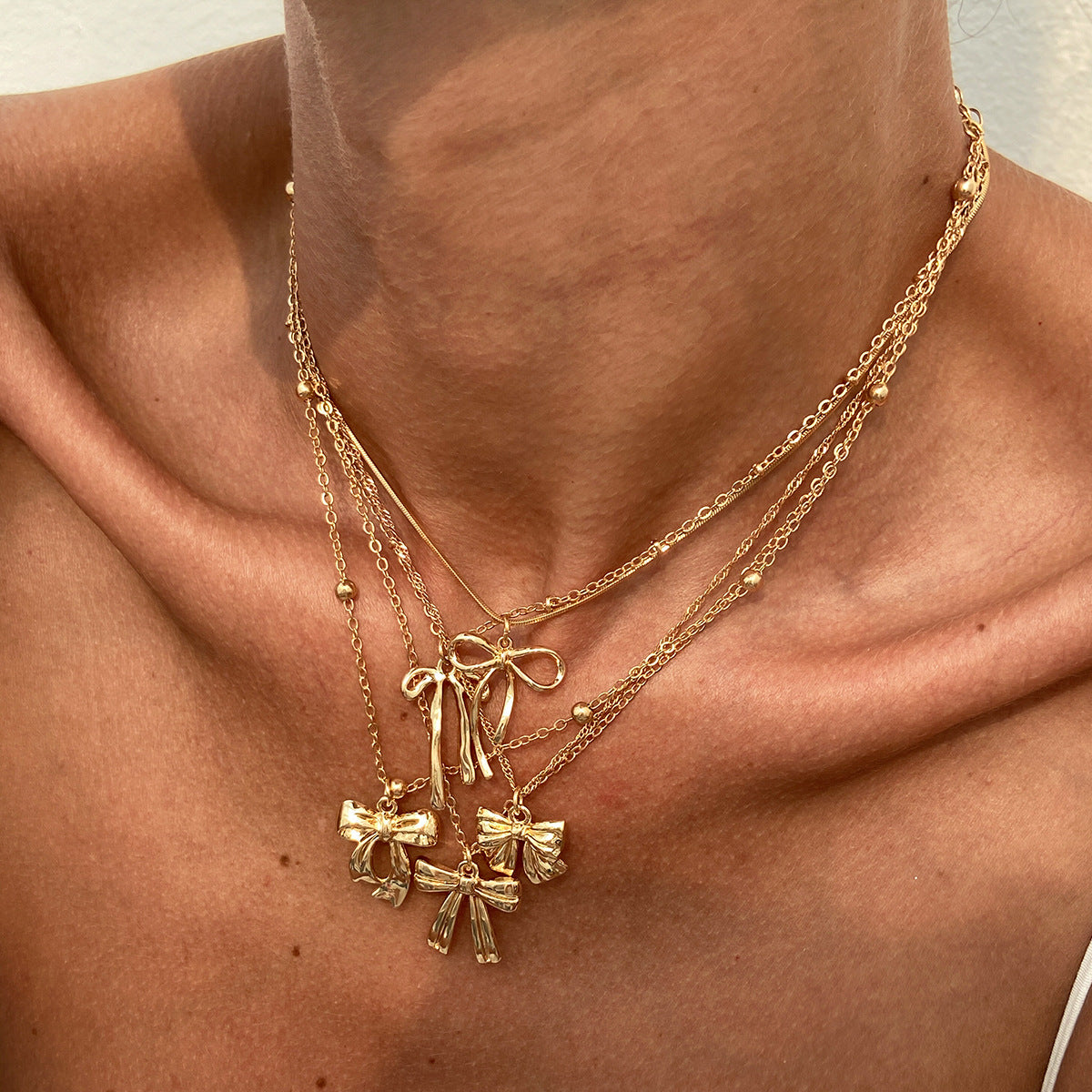 Hip-hop Minimalist Butterfly Alloy Plated Pendant Necklace Set for Women