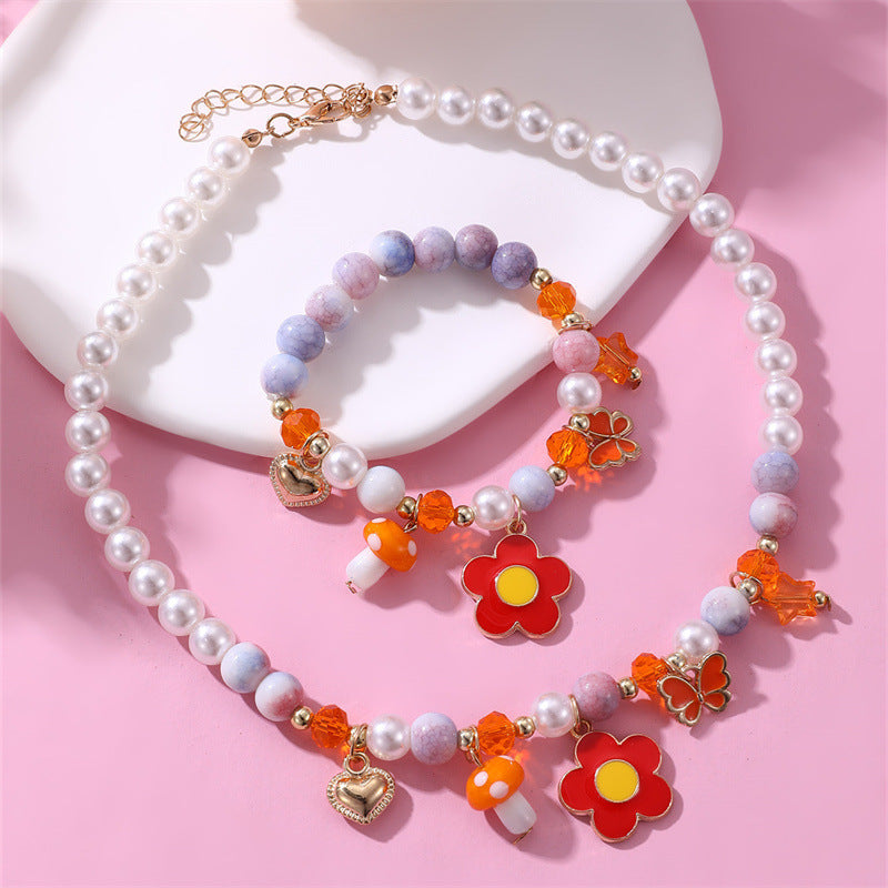 Collana a fiocco minimalista in resina per ragazze con perle e stelle marine, gioielli per bambini in stile vacanza al mare