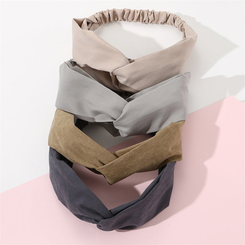 Simpatico set di cerchietti per capelli a forma di U in raso per bambini – Collezione di fasce morbide ed elastiche con design a croce per lavaggio e trucco