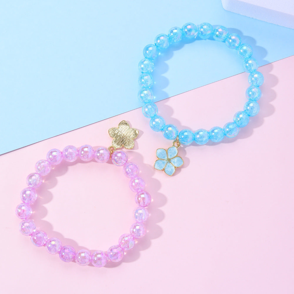 Bracciale con ciondolo in resina a forma di fiore cartoon e dolce, per bambine