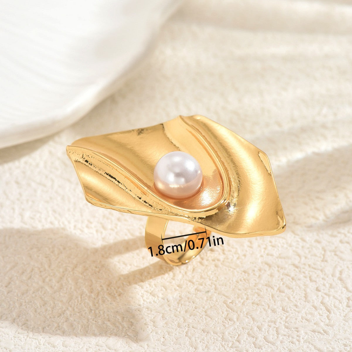 Anello Aperto Irregolare Geometrico Minimalista da Donna in Lega di Zinco con Intarsio di Perle, Gioielli alla Moda per Tutti i Giorni